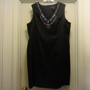 CLASSIC GIRL CLEAN GIRL BLING GIRL BLACK SHEATHE BEJEWELED DRESS METROST…